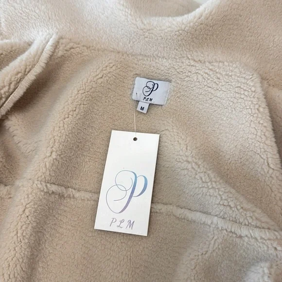 PLM Pascale La Mode Short Faux Wool Shearling, Suede Coat, Button Front, NWT - Picture 9 of 16